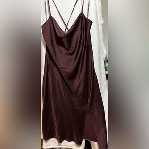 Burgundy Plus Size Satin Cami Dress